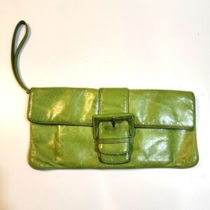 HOBO International Green Leather Clutch with Buckle